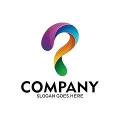 abstract letter P logo, initial P colorful