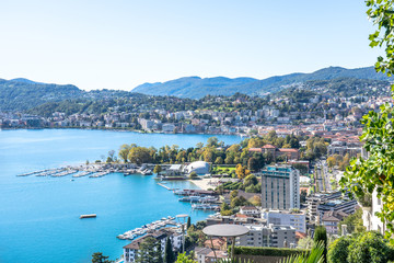 Fototapeta na wymiar Panorama of Lake Lugano, Switzerland