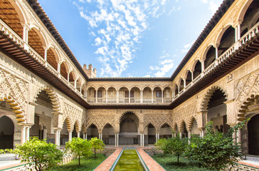 Obraz premium Patio de las Doncellas in Royal palace of Seville, Spain