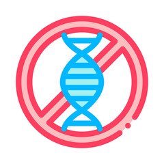 Allergen Free Sign Genom Vector Thin Line Icon. Hereditary Trait Allergen Free Linear Pictogram. Crossed Out Mark With Molecule Healthy. Designed Illustration