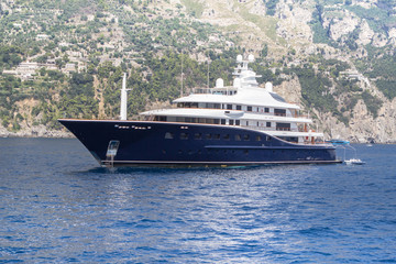 Luxury yacht on the Amalfi Coast near Positano, Italy