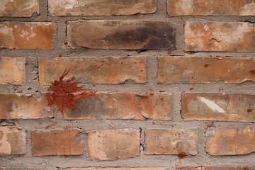 Fototapeta premium Old orange brick wall pattern. Brick background. Good wallpaper. Stock photo of old wall.