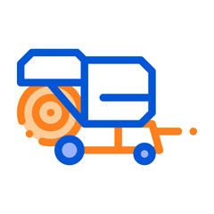 Shaking Harvester Vehicle Vector Thin Line Icon. Agricultural Harvester Wheel For Harvesting Reaping On Farm Field. Ingathering Machine Linear Pictogram. Illustration