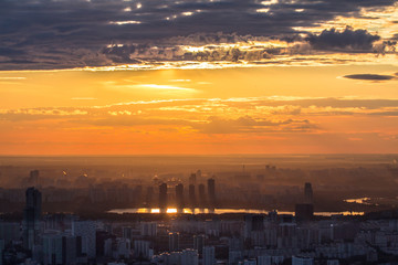 Fototapeta premium Moscow cityscape at sunset