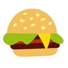 Hand drawn hamburger. Isolated. Vector