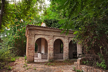 San Vito Chietino, Chieti, Abruzzo, Italy: The ancient fount Fonte Grande (1914) in the wood of the picturesque Italian town on the Adriatic sea coast