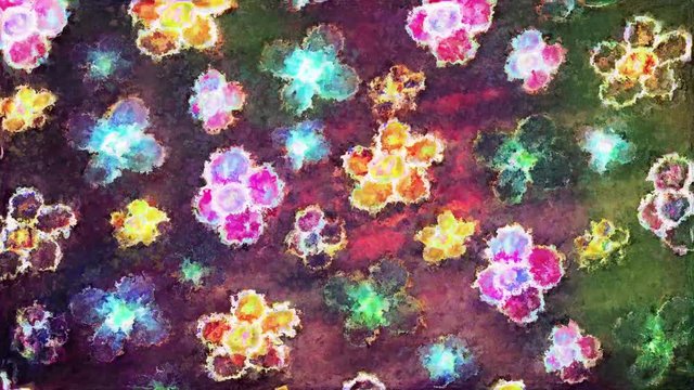 Abstract floral background animation with impressionist painting style