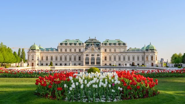 Vienna Austria time lapse 4K, timelapse at Belvedere Palace