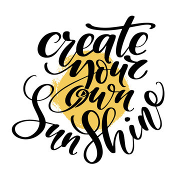 Hand drawn vector lettering. Create your own sunshine words by hands. Isolated vector illustration. Handwritten modern calligraphy.