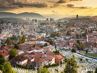 Sunset view of Sarajevo, Bosnia