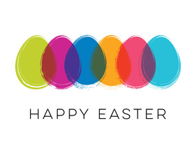 Simple vector happy easter card with colorful eggs