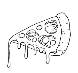 Detailed illustration of a slice of pizza with its mozzarella falling