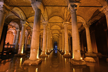 Underground Basilica Cistern, also called the Yerebatan Sarnici in Istanbul 