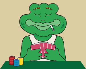 Frog Playing Poker