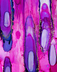 Pink and purple graphic artwork using alcohol ink