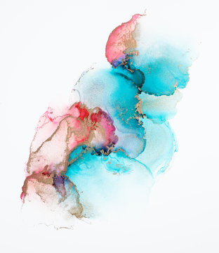 Beautiful flowing fluid art in pink and teal