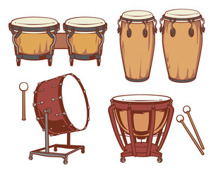 Percussion instruments set.