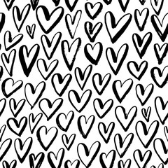 Seamless pattern with hearts. Simple vector geometric texture. Modern monochrome texture. 