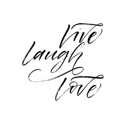 Fototapeta premium Live laugh love postcard. Hand drawn brush style modern calligraphy. Vector illustration of handwritten lettering. 