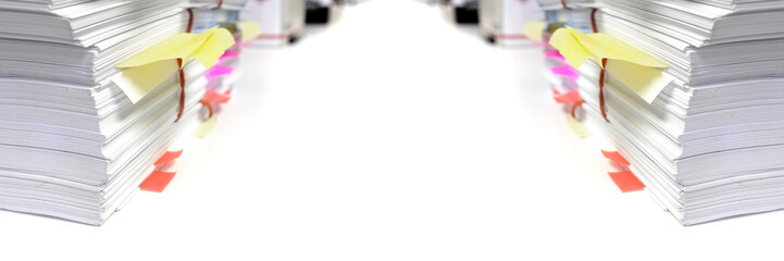 Pile or Stack of Papers with Tags and Notes