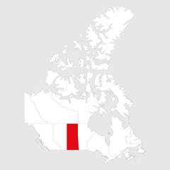 Saskatchewan highlighted on canada map. Light gray background. Canadian political map.