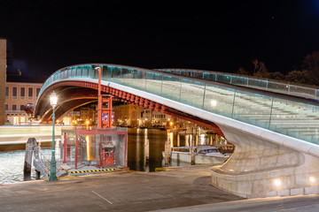 the bridge of constitution by night in Venice