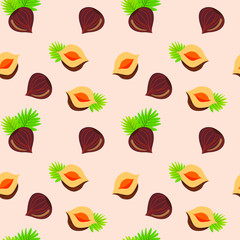 Seamless pattern of coloured hazelnuts , for wrapping paper, wallpaper, fabric pattern, backdrop, print, gift wrap, cover of notebook, envelope