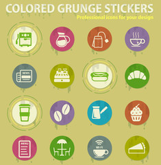 Cafe colored grunge icons