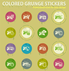 car service colored grunge icons