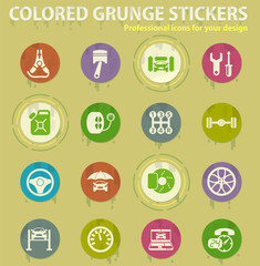 car service colored grunge icons