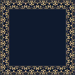 Decorative frame Elegant vector element for design in Eastern style, place for text. Floral golden border. Lace illustration for invitations and greeting cards.