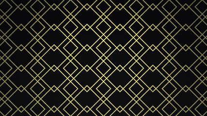 Schwarz Gold - Artdeco Quadrate Gitternetz - 3D - Illustration Textur Tapete Banner Webseite Hintergrund 4k