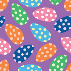 Polka Dot Bold Easter Eggs Vector Seamless Pattern. Fun Easter Egg pattern shown in bold party colors. All colors can be changed.