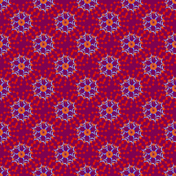 Pattern con mandala multicolore su sfondo viola