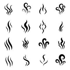 Aromas, smell vaporize icon. Outline smoke, cooking steam odour, fume of flame. Wave of stench isolated. vector 