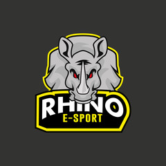 Rhino mascot. Vector illustration, sport logo template.