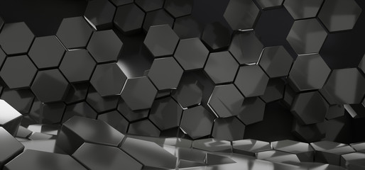 hexagon creative dark design background 3d-illustration