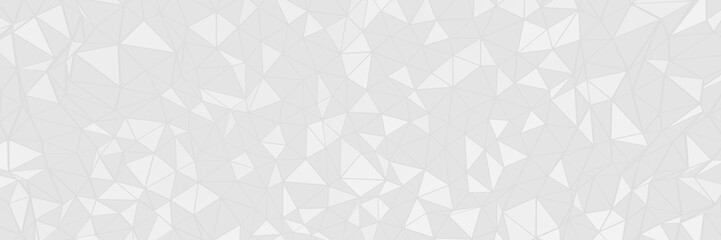 3d ILLUSTRATION, of white abstract crystal background, triangular texture, wide panoramic for wallpaper, 3d black background low poly design