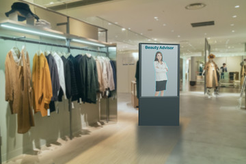 iot smart retail futuristic technology concept, smart Digital Signage display with virtual or...