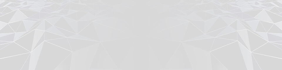 3d ILLUSTRATION, of white abstract crystal background, triangular texture, wide panoramic for wallpaper, 3d black background low poly design