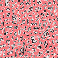 Music background. Musical Notes Vector Seamless Pattern