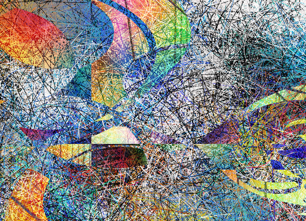 Aufkleber colorful abstraction fluid lines of color movement. 3d rendering