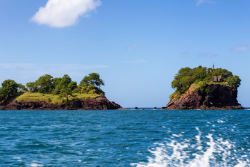 Beautiful View of the Coast on the Caribbean Sea during a vibrant sunny day. Taken in Castries, Saint Lucia.