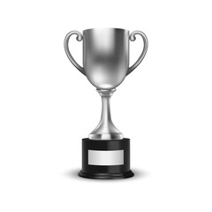 Vector 3d Blank Silver Champion Winner Cup Icon Closeup Closeup on White Background. Design Template of Championship Trophy. Sport Tournament Award, Winner Cup and Victory Concept