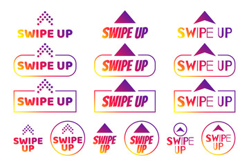 Swipe up icon set isolated on background for social media stories, scroll pictogram. Arrow up logo for blogger. vector illustration