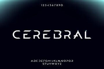 Cerebral, an Abstract technology theme typography alphabet font, inspired by digital artificial intelligence. vector illustration design