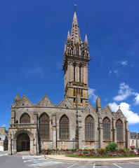 Gothic church of Notre-Dame du Kreisker with its high steeple in Saint Pol de Léon, France