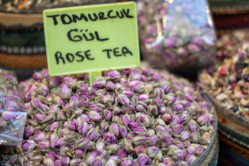 Mixed herbal tea being sold in front of store.