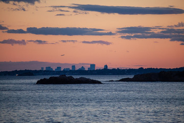 Fototapeta premium Boston skyline at sunset