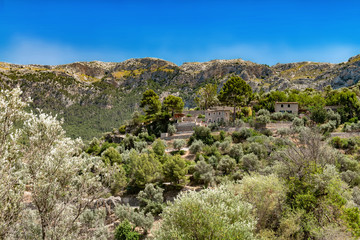 Fototapeta na wymiar Mountain Village in the Tramuntana Mountains at the north coast of Mallorca